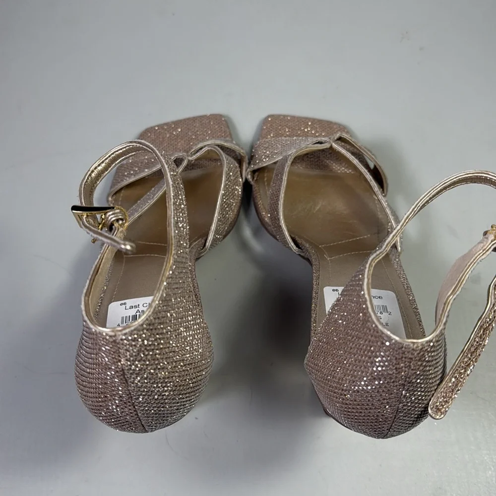 NWOB Franco Sarto Rania2 Stiletto Heels Gold Shimmer Cut Out Women Size 10 Shoes
